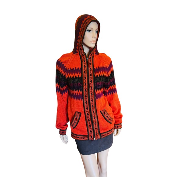 Alpaca Knit Handmade Wome’s Hoodie Sweater from Peru Sz M Long Sleeves - Picture 5 of 13